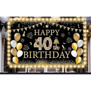 ZoiiWA 40th Birthday Backdrop Lighted Decorations w/ LED Lights 3 Light‎ Modes